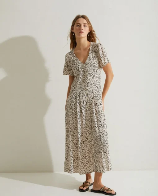 YERSE Dresses And Jumpsuits^Flowy Print Dress Ecru