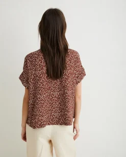 YERSE Shirts And Blouses^Flowy Print Shirt Chocolate