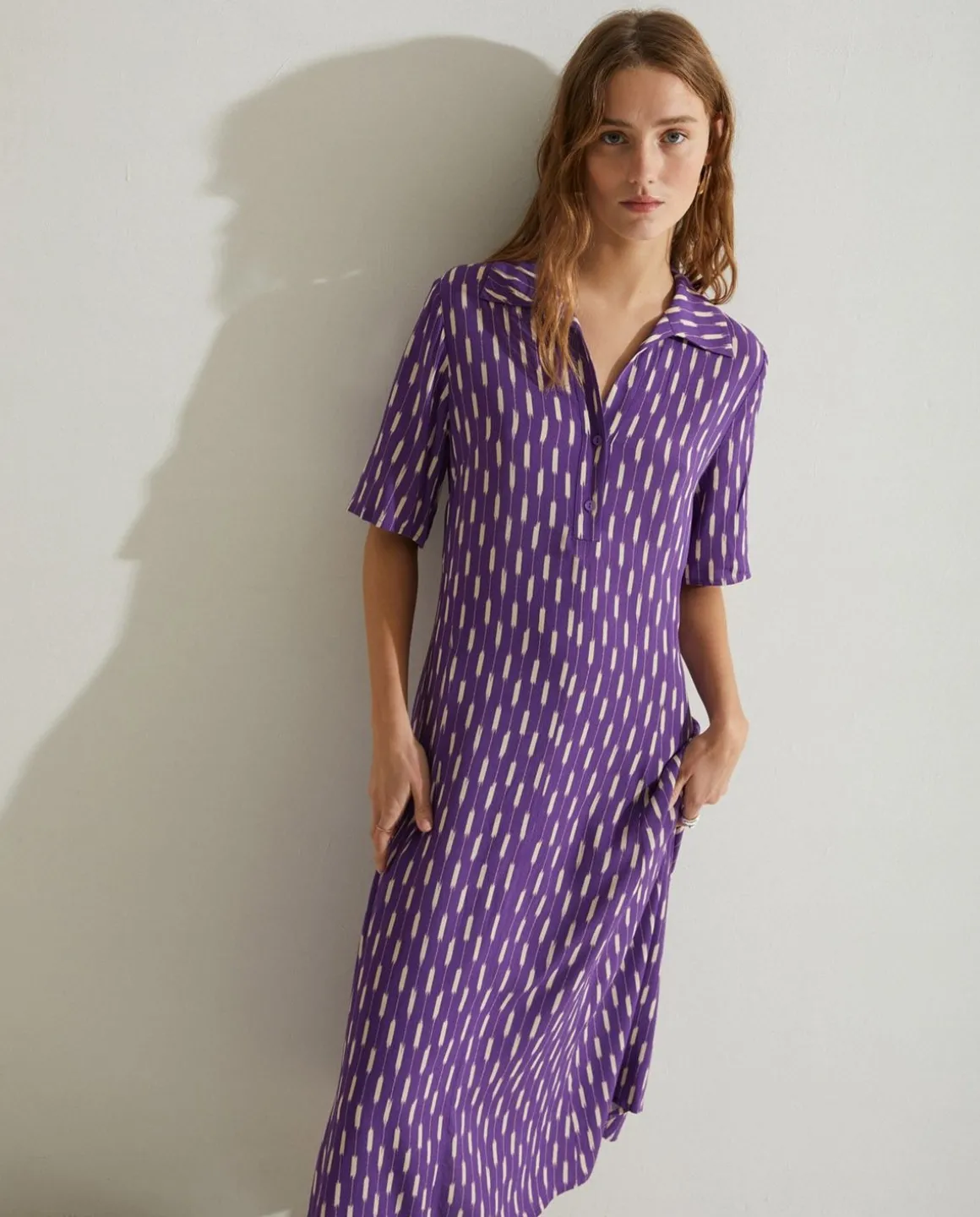 YERSE Dresses And Jumpsuits^Flowy Shirt Dress Purple