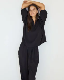 YERSE Trousers And Jeans^Flowy Straight Trousers Black