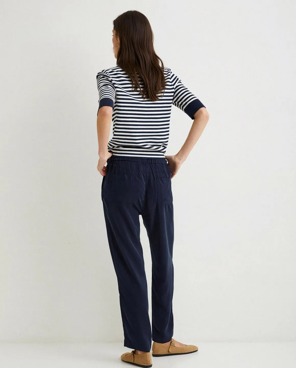 YERSE Trousers And Jeans^Flowy Tencel Trousers Navy