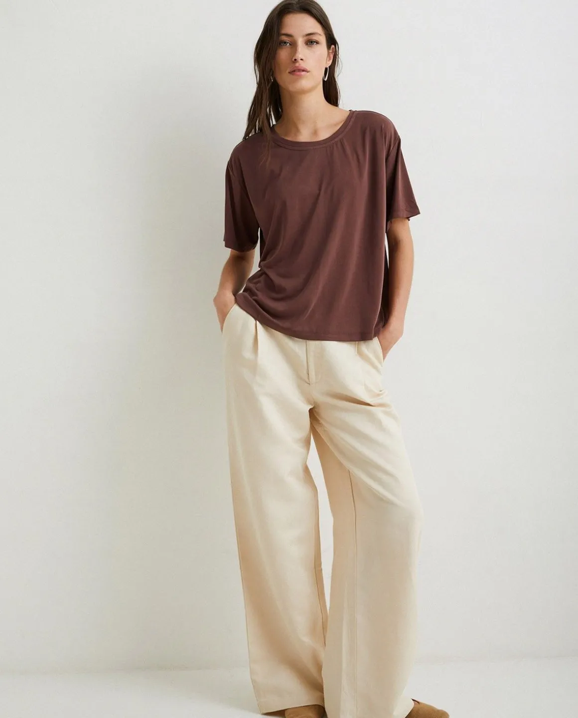 YERSE T- Shirts And Tops^Flowy T-Shirt Chocolate