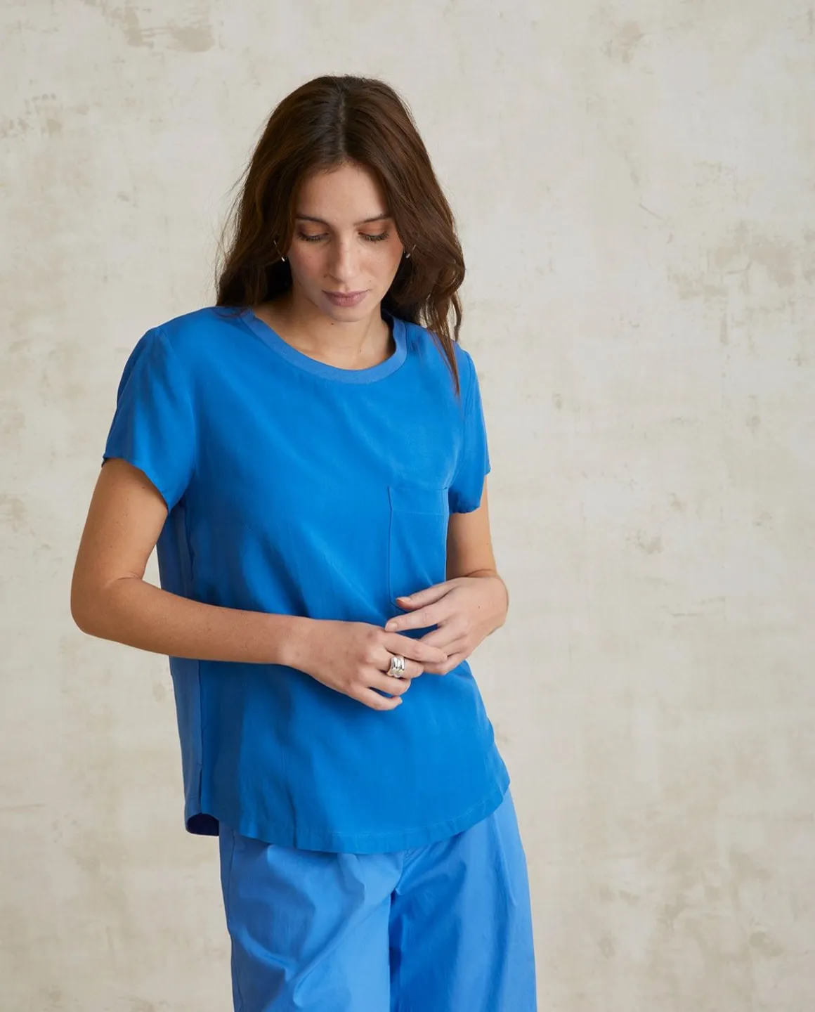 YERSE T- Shirts And Tops^Flowy T-Shirt Pocket Blue