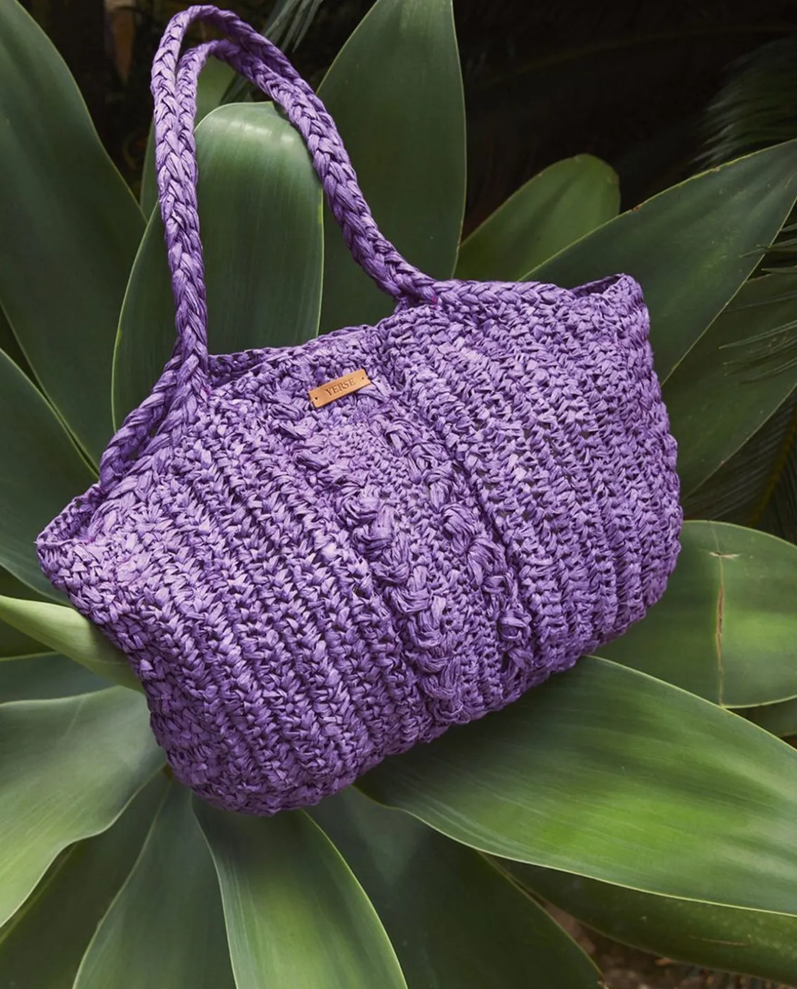 YERSE Bags^Handmade Raffia Bag Purple