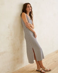 YERSE Dresses And Jumpsuits^Jacquard Knit Dress Ecru And Navy Stripes