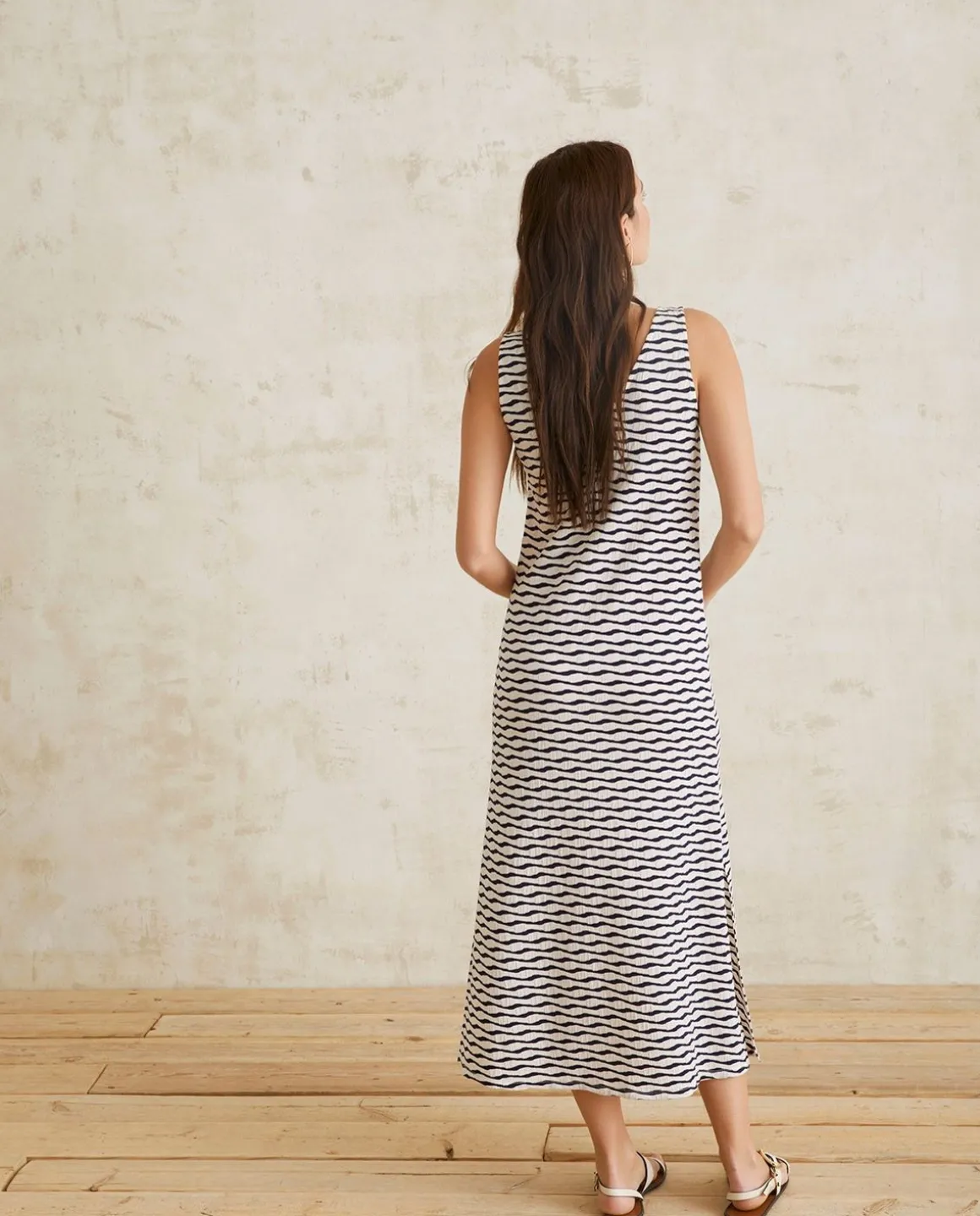 YERSE Dresses And Jumpsuits^Jacquard Knit Dress Ecru And Navy Stripes