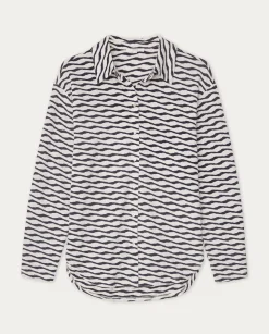 YERSE Shirts And Blouses^Jacquard Knit Shirt Ecru And Navy Stripes