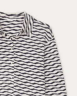 YERSE Shirts And Blouses^Jacquard Knit Shirt Ecru And Navy Stripes