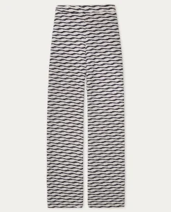 YERSE Trousers And Jeans^Jacquard Knit Trousers Ecru And Navy Stripes