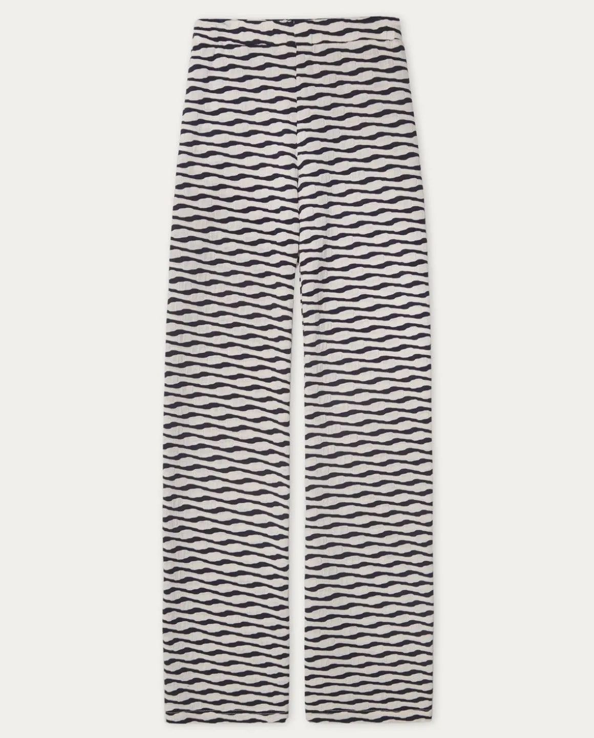 YERSE Trousers And Jeans^Jacquard Knit Trousers Ecru And Navy Stripes