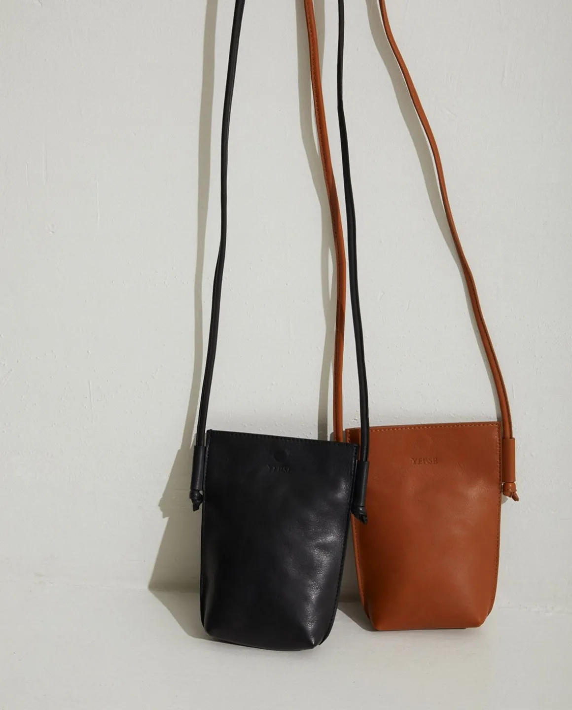 YERSE Bags^Leather Mobile Pouch Camel