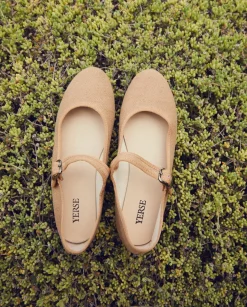 YERSE Shoes^Linen Ballerinas Camel