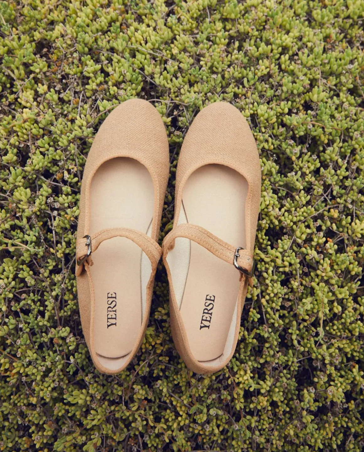 YERSE Shoes^Linen Ballerinas Camel
