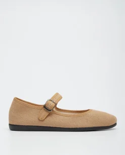 YERSE Shoes^Linen Ballerinas Camel
