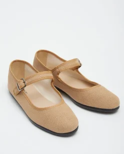 YERSE Shoes^Linen Ballerinas Camel