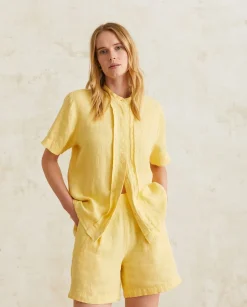YERSE Trousers And Jeans^Linen Shorts Pockets Lemon