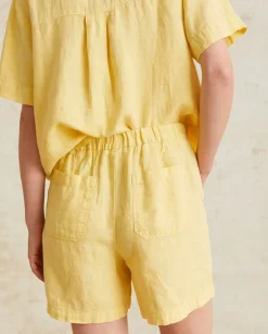 YERSE Trousers And Jeans^Linen Shorts Pockets Lemon