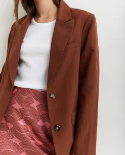 YERSE Jackets And Blazers^Linen Suit Coat Chocolate