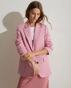 YERSE Jackets And Blazers^Linen Suit Coat Pink