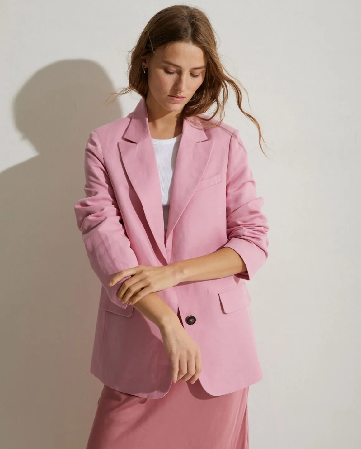 YERSE Jackets And Blazers^Linen Suit Coat Pink