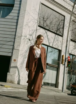 YERSE Trousers And Jeans^Linen Suit Trousers Chocolate