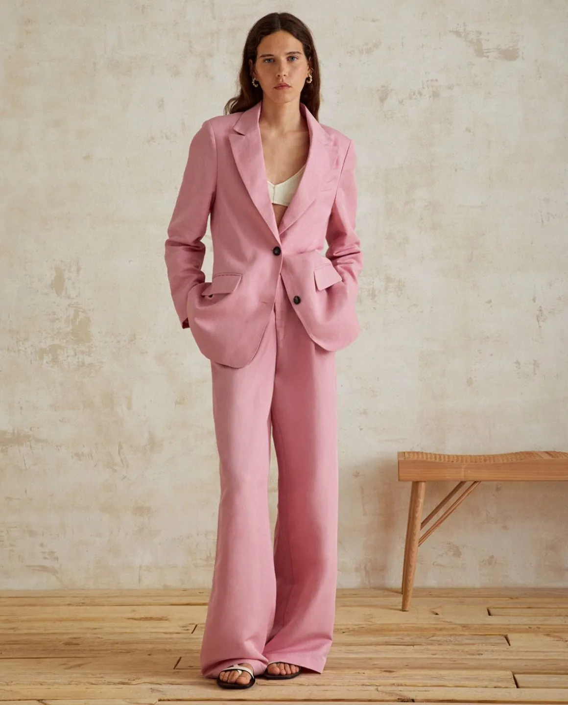 YERSE Trousers And Jeans^Linen Suit Trousers Pink
