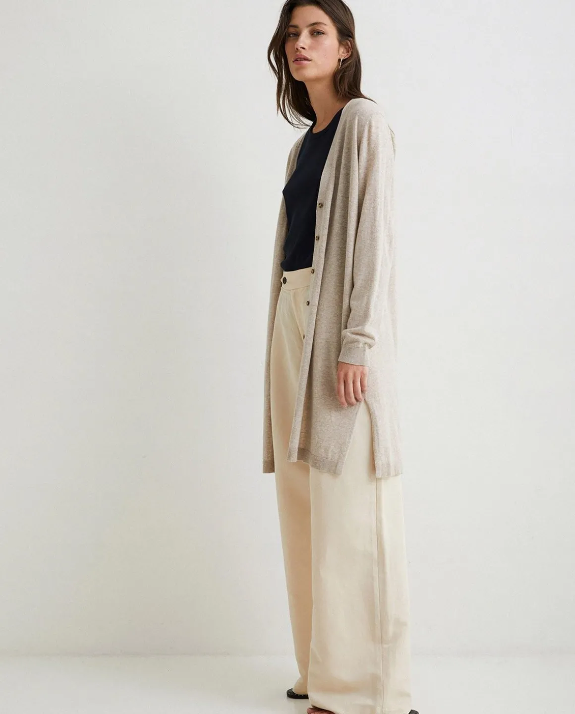YERSE Sweaters & Cardigans^Long Cardigan Buttons Beige