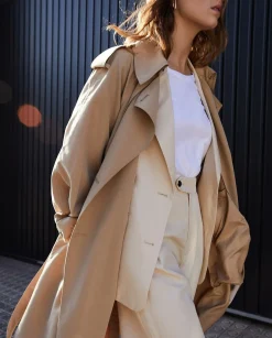 YERSE Jackets And Blazers^Long Double-Breasted Raincoat Camel