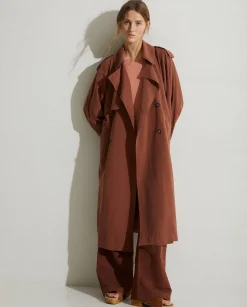 YERSE Jackets And Blazers^Long Double-Breasted Raincoat Chocolate