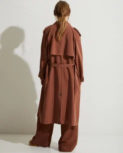 YERSE Jackets And Blazers^Long Double-Breasted Raincoat Chocolate