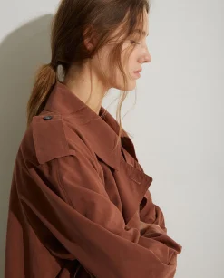 YERSE Jackets And Blazers^Long Double-Breasted Raincoat Chocolate