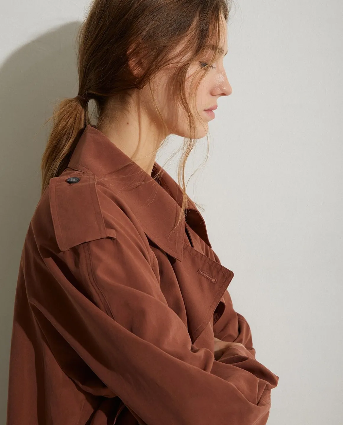 YERSE Jackets And Blazers^Long Double-Breasted Raincoat Chocolate