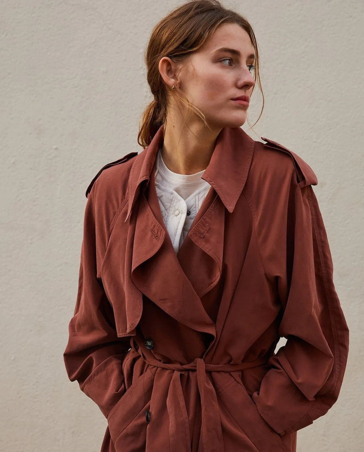 YERSE Jackets And Blazers^Long Double-Breasted Raincoat Chocolate