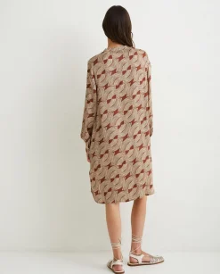 YERSE Dresses And Jumpsuits^Long-Sleeve Sateen Dress Chocolate And Ecru