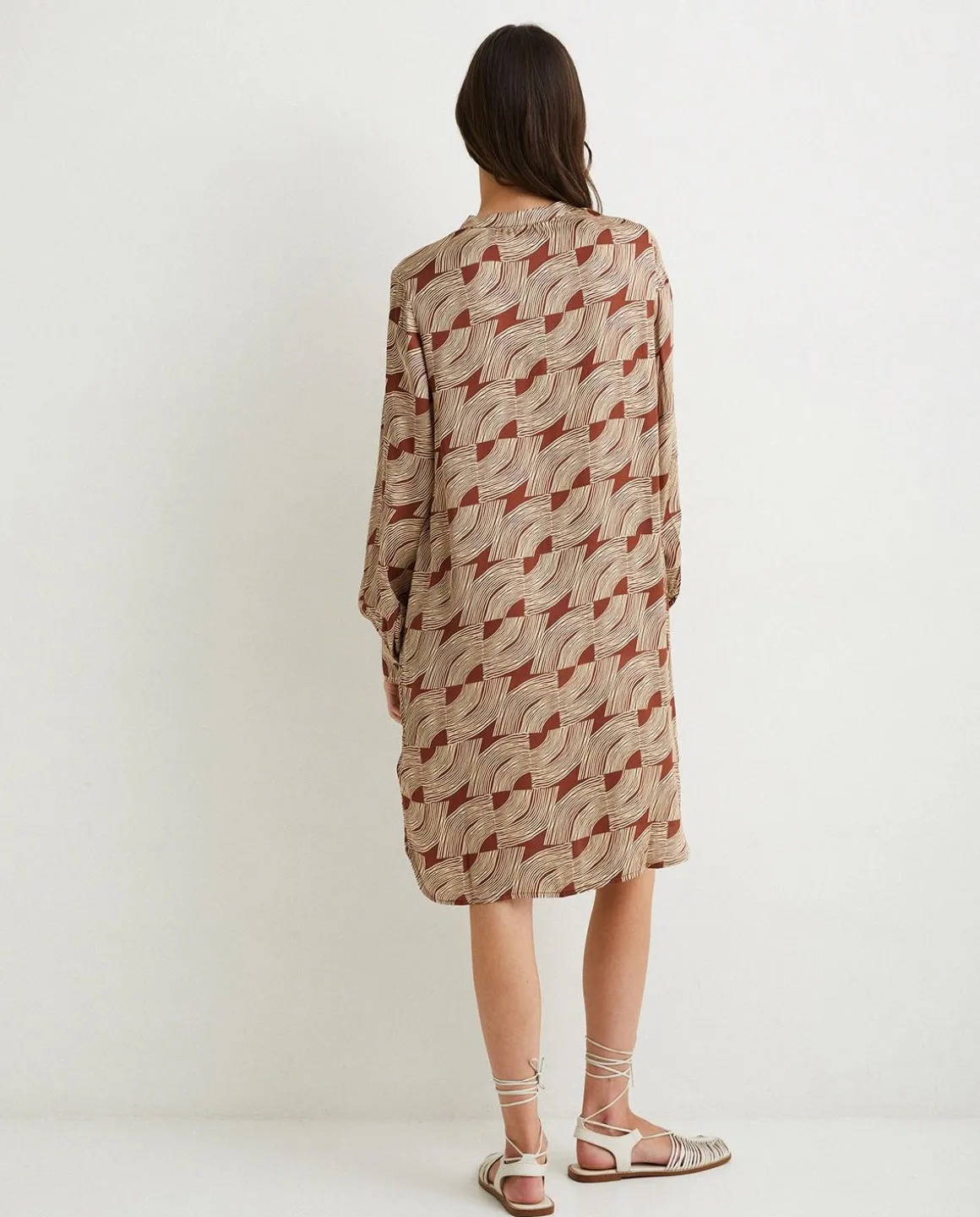 YERSE Dresses And Jumpsuits^Long-Sleeve Sateen Dress Chocolate And Ecru
