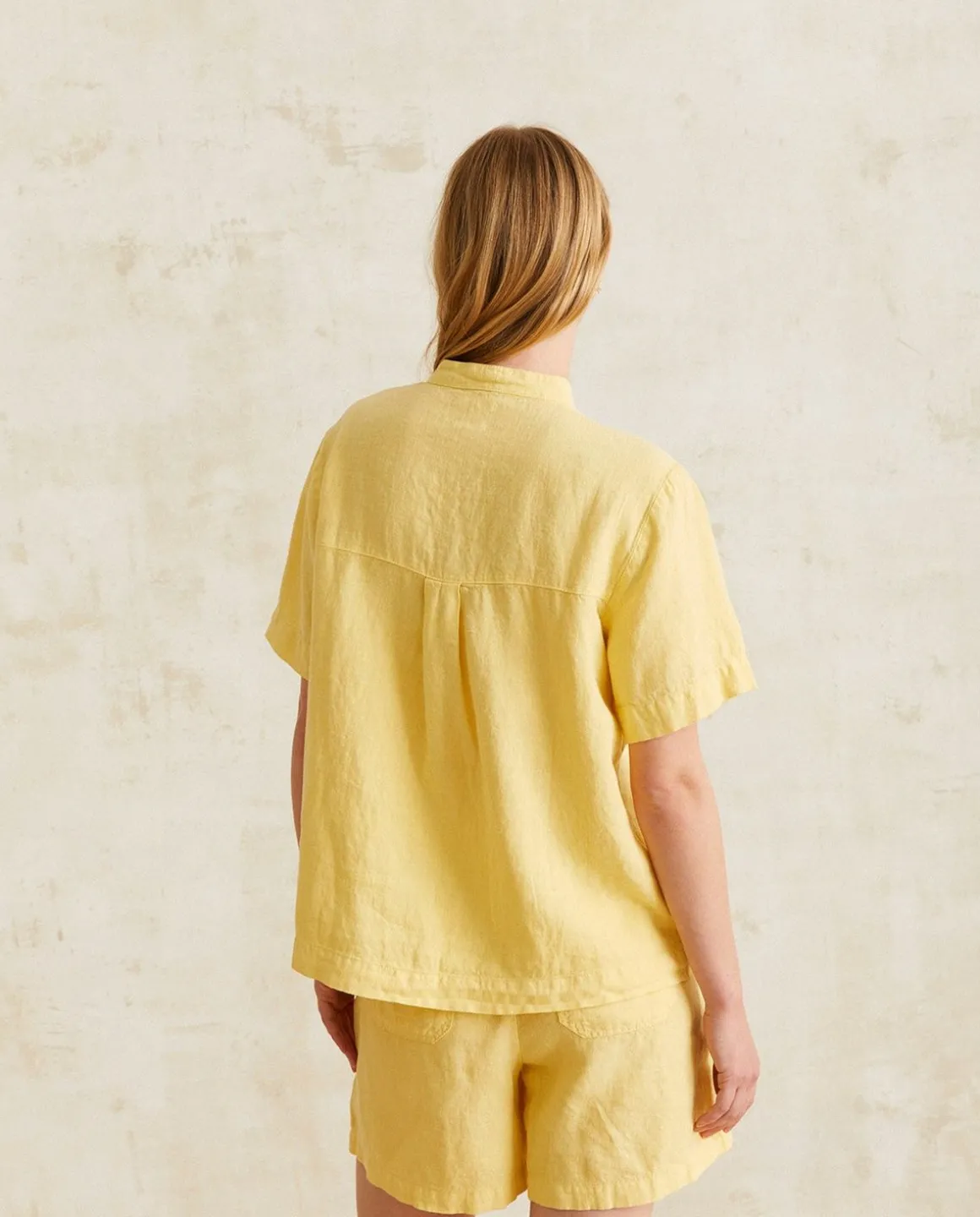 YERSE Shirts And Blouses^Mao-Neck Linen Shirt Lemon