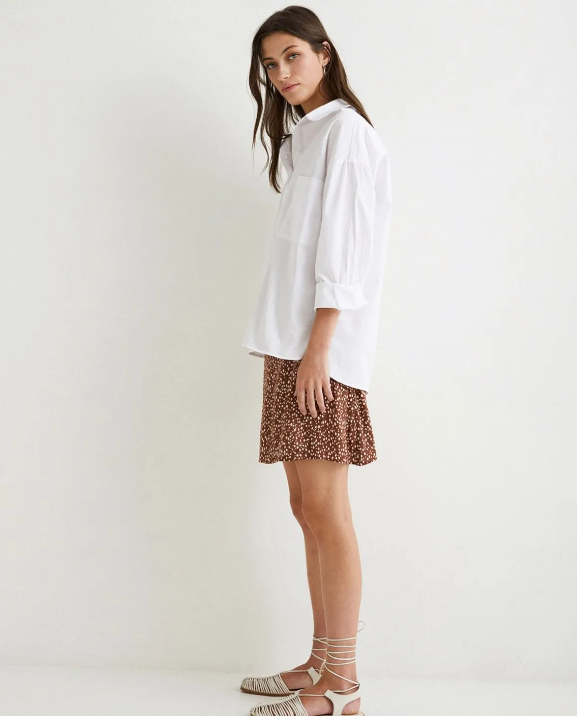 YERSE Skirts^Mini Pareo Skirt Dots Chocolate