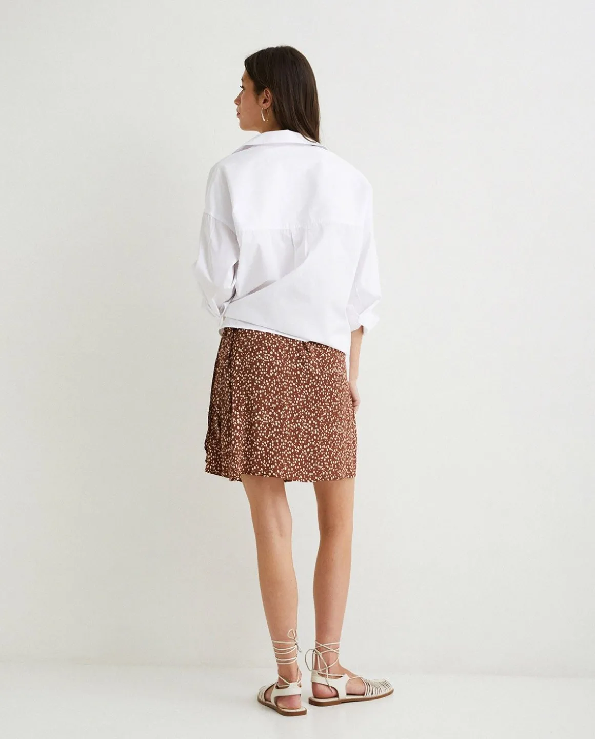 YERSE Skirts^Mini Pareo Skirt Dots Chocolate