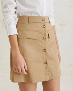 YERSE Skirts^Mini-Skirt Buttons Camel