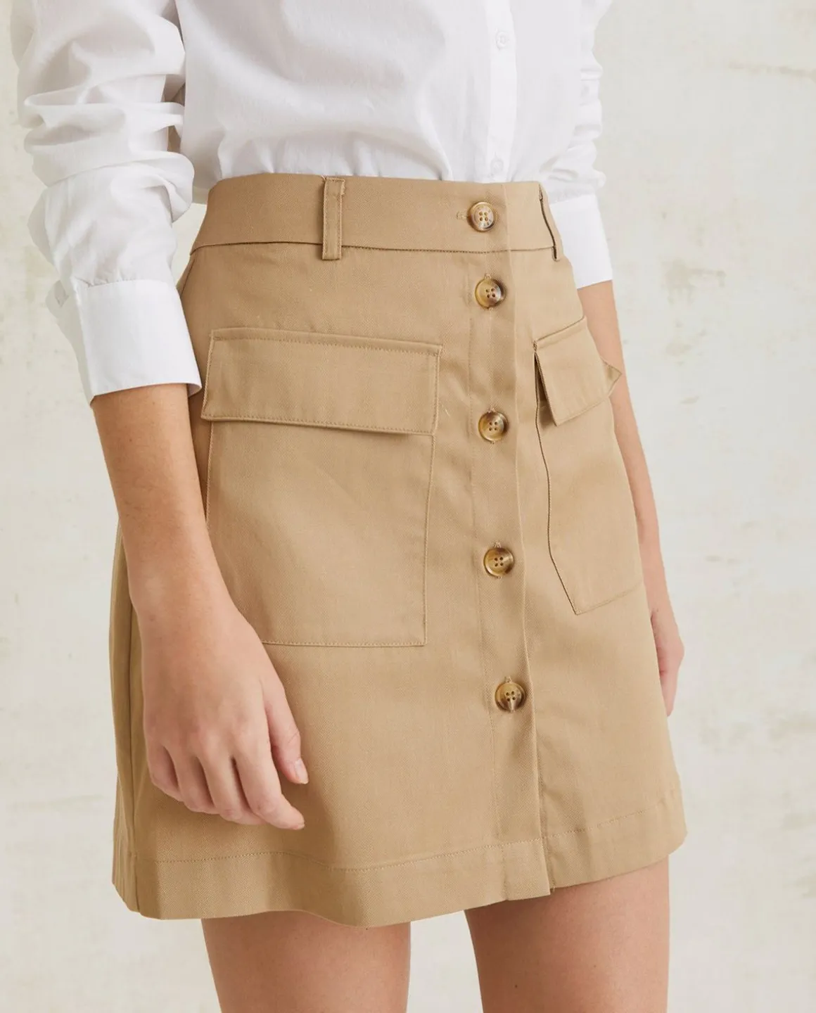 YERSE Skirts^Mini-Skirt Buttons Camel
