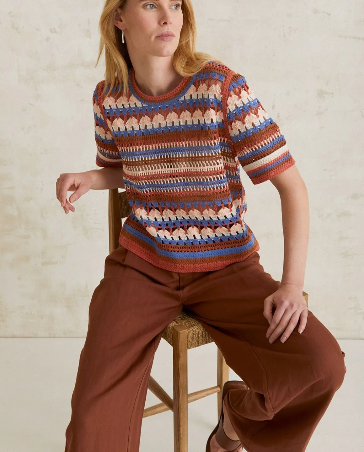 YERSE T- Shirts And Tops^Multicolour Crochet Sweater Tile