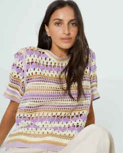 YERSE T- Shirts And Tops^Multicolour Crochet Sweater Purple