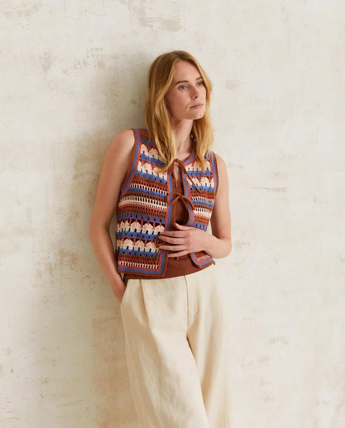 YERSE T- Shirts And Tops^Multicolour Crochet Vest Tile