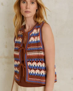 YERSE T- Shirts And Tops^Multicolour Crochet Vest Tile