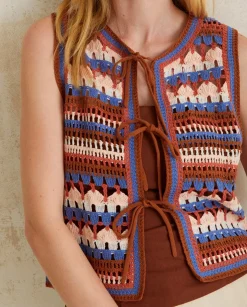 YERSE T- Shirts And Tops^Multicolour Crochet Vest Tile