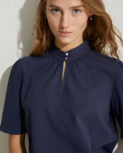 YERSE Shirts And Blouses^Organic-Cotton Blouse Navy