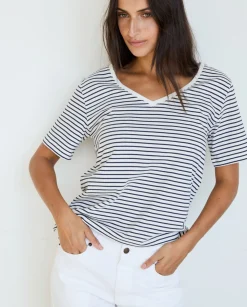 YERSE T- Shirts And Tops^Organic-Cotton T-Shirt Navy Stripes
