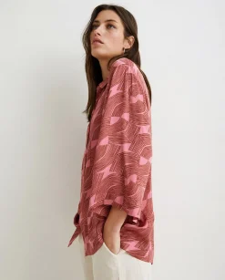 YERSE Shirts And Blouses^Oversize Sateen Shirt Pink
