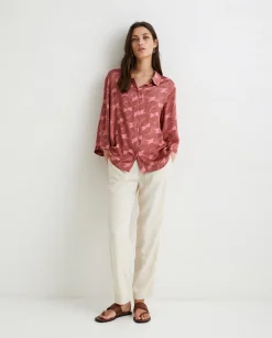 YERSE Shirts And Blouses^Oversize Sateen Shirt Pink