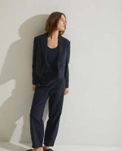 YERSE Trousers And Jeans^Pinstripe Carrot Trousers Navy